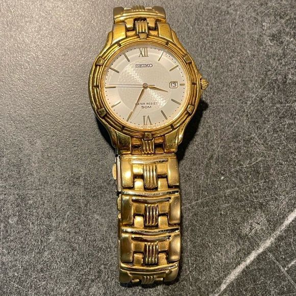 Vintage Men’s Seiko 7N32-0149 Gold Tone Watch - New Battery - Picture 2 of 7